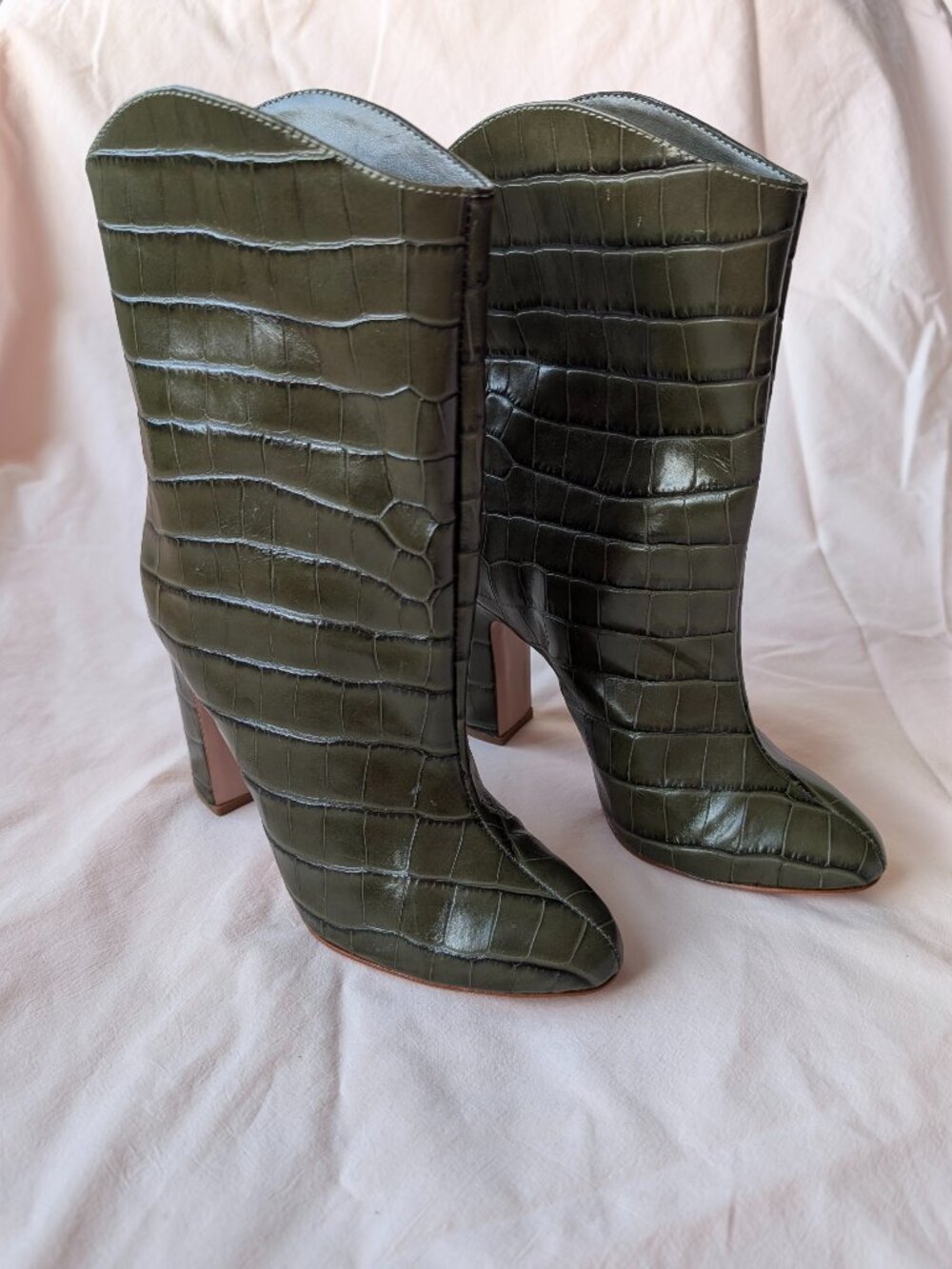 SCHUTZ Gabrielle Croc-Embossed Leather Boots | Size 7